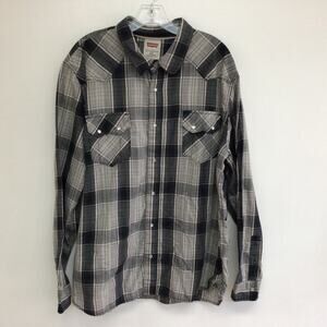 Levi's Men's Western Pearl Snap Plaid Button Front Shirt Sz XXL